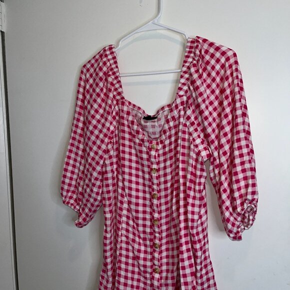 Torrid Womens Gingham Button-Up Blouse 3/4 Sleeve Size 3x - Picture 3 of 7